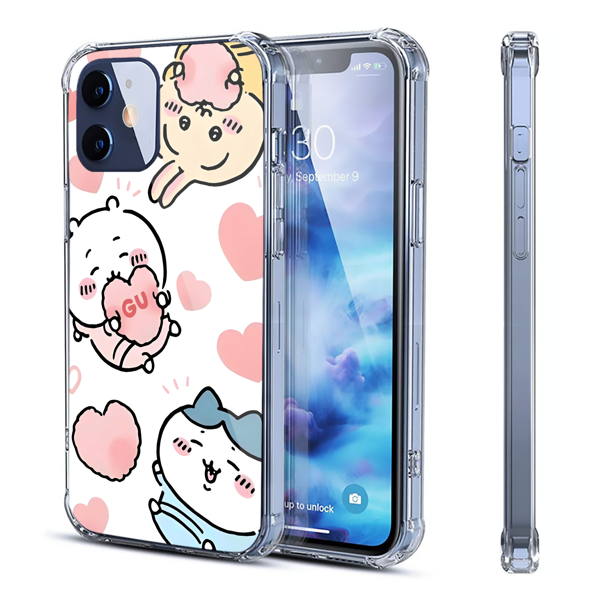 （画像用） ちいかわ Chii-kawa 【iPhone 12シリーズ対応】透明スマホケース（クリアソフトケース）